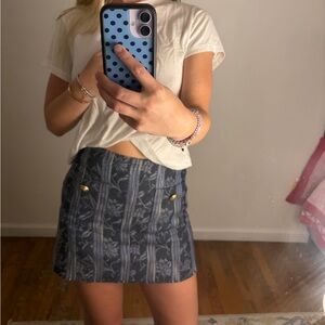 Maje Floral Mini Skirt in Navy